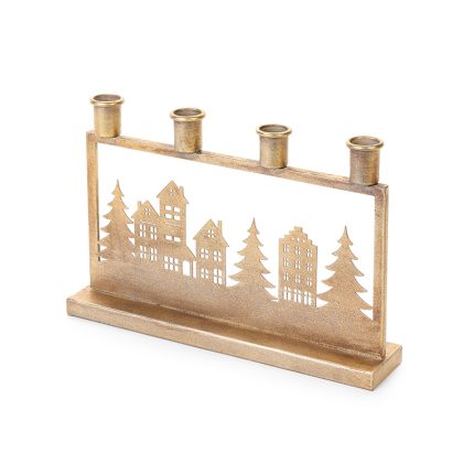 CHRISTMAS CANDLE HOLDER GOLD 28X18.5CM
