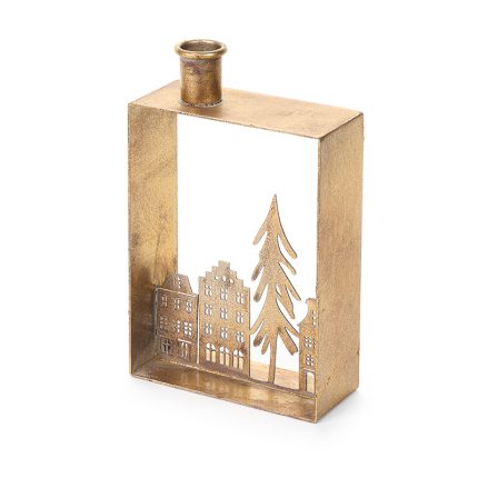CHRISTMAS CANDLE HOLDER GOLD 19.5CM