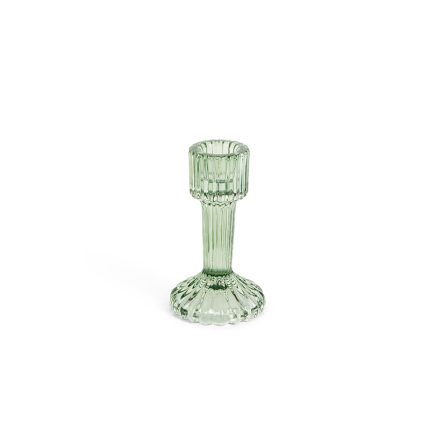 CANDLE HOLDER GREEN GLASS 10.8X6.3CM