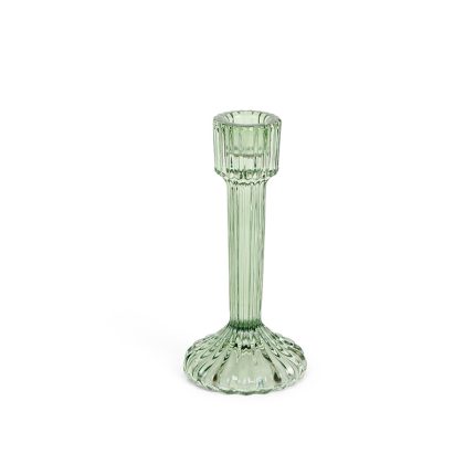 CANDLEHOLDER GREEN GLASS 15.4X7.4CM