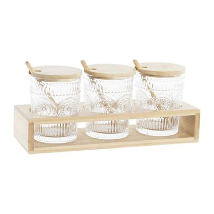 SUGAR BOWL SET 3 GLASS BAMBOO