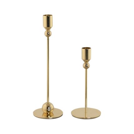 CANDLESTICK HOLDER SET 2 METAL GOLD