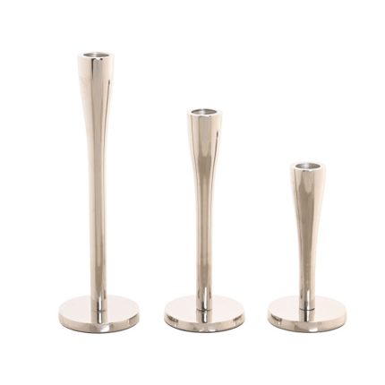CANDLESTICK HOLDER  S/ 3 ALUMINUM SILVER
