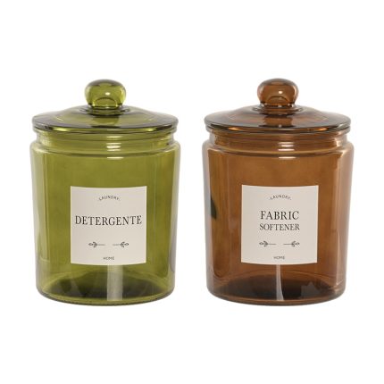 STORAGE JAR GLASS 14.5X14.5X21CM 2 MOD