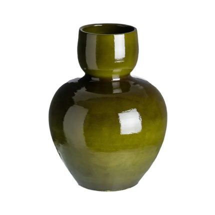VASE GREEN CERAMIC 22X22X30CM